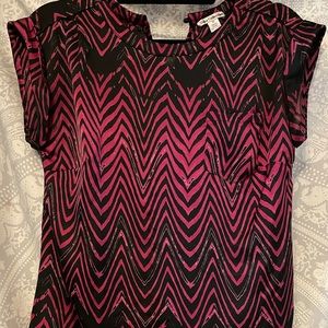 Silk Pink & Black Zebra Striped Blouse